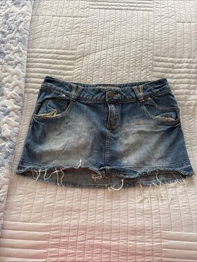 O'Neill Blue Distressed Denim Mini Skirt